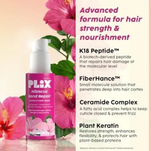 The Plant Fix Plix Hibiscus Bond Repair Leave-In Hair Mask | SH Oligopeptide 78 & FiberHance™ | Repairs Damage, Reduces Frizz & Strengthens Hair | Vegan & Sulfate-Free | 50g