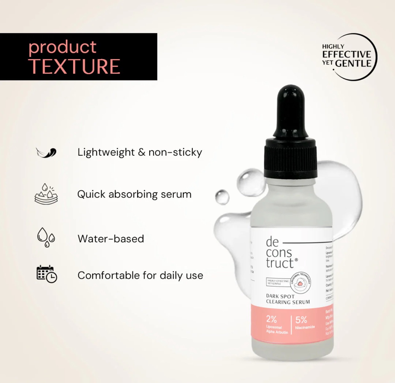 Deconstruct 5% Niacinamide Serum for Oily Skin + 2% Alpha Arbutin| | 30ML - Image 3
