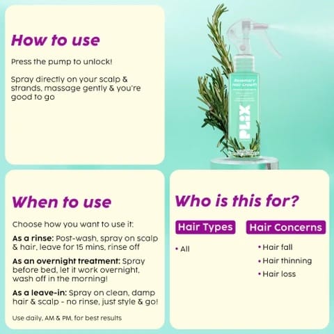 PLIX - THE PLANT FIX Rosemary Spray for Fuller & Promotes Hair Growth -100ml - Image 3