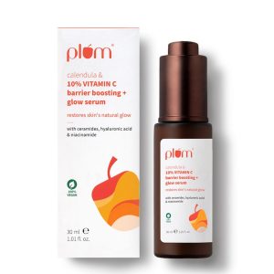 Plum 10% Vitamin C Glow + Barrier Boosting Serum with 3% Niacinamide, Calendula , 1% Hyaluronic acid & 1% Ceramide complex