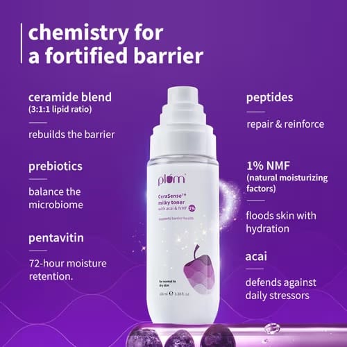 Plum CeraSense Milky Toner with Ceramides & Peptides | Repairs skin barrier, moisturizes & nourishes | Toner for dry & normal skin types | Lightweight & Quick-Absorbing |100 ml - Image 5