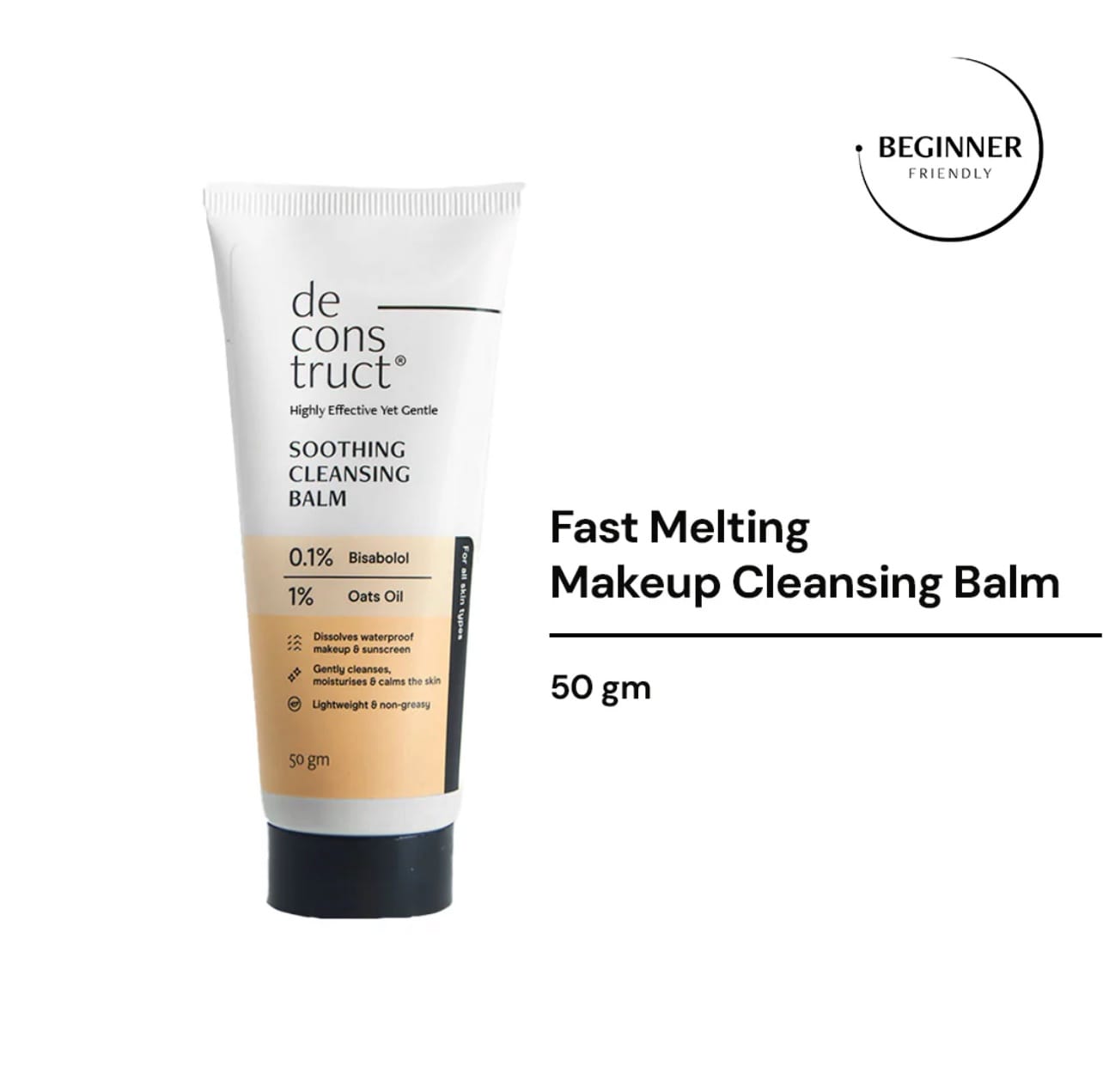 Deconstruct Soothing Makeup Cleansing Balm|Contains 0.1% Bisabolol&1% Oats Oil|Gentle Makeup Remover|For Normal,Dry,Combination Skin|Removes Excess Oil&Dirt,Detoxifies&Clear Pores|For Men&Women|50G