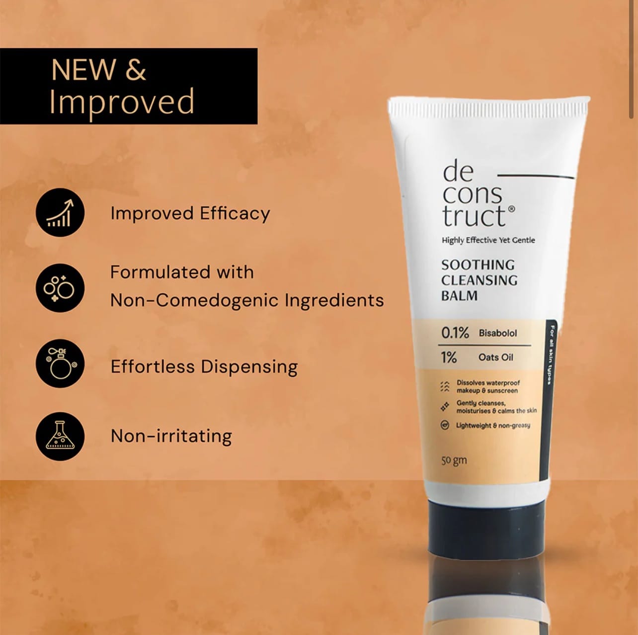 Deconstruct Soothing Makeup Cleansing Balm|Contains 0.1% Bisabolol&1% Oats Oil|Gentle Makeup Remover|For Normal,Dry,Combination Skin|Removes Excess Oil&Dirt,Detoxifies&Clear Pores|For Men&Women|50G - Image 2