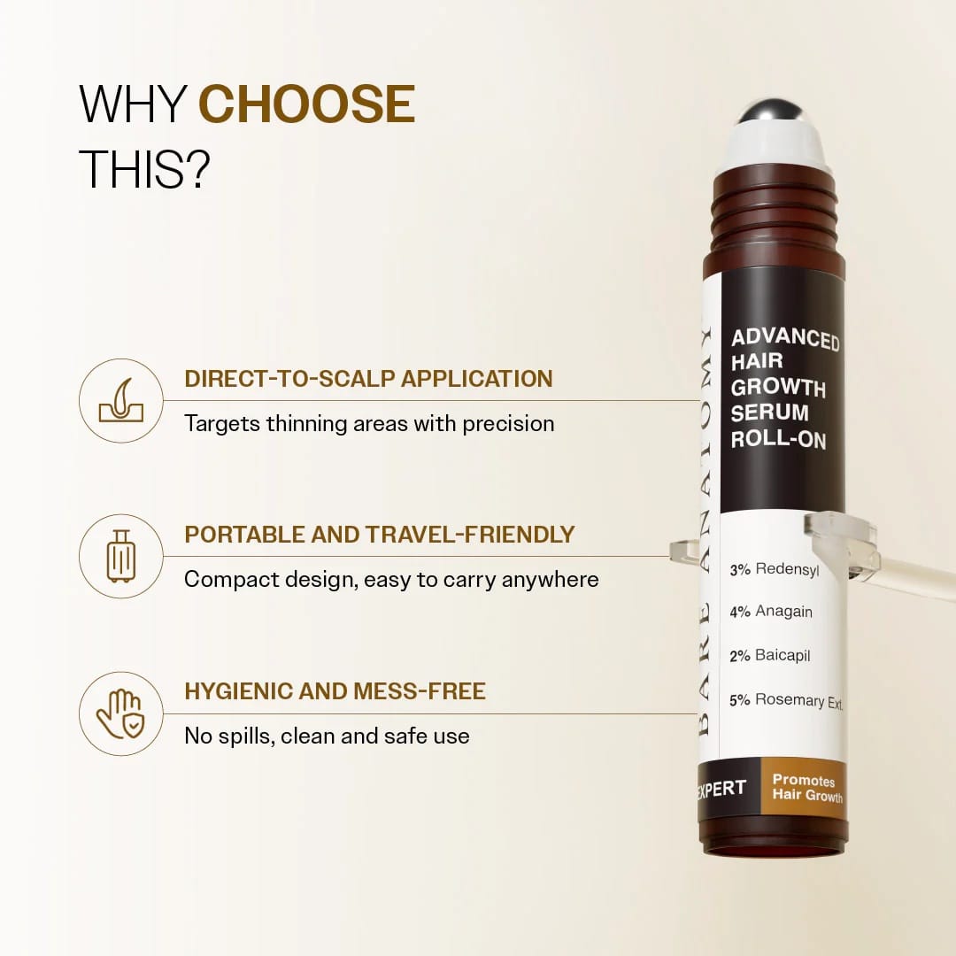 Bare Anatomy Advanced Hair Growth Serum Roll-On| | 25ml - Image 2
