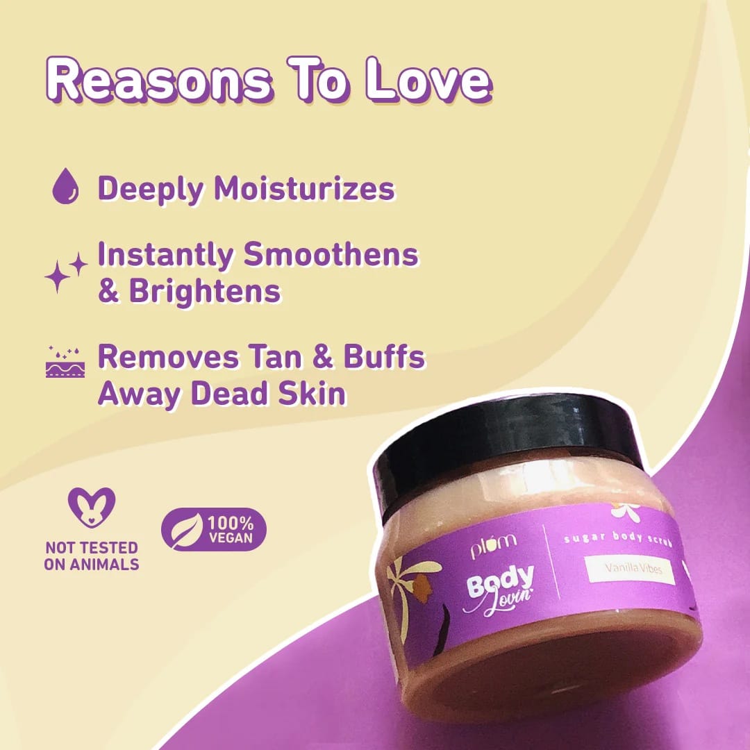 Plum BodyLovin' Vanilla Vibes Sugar Body Scrub | The Ideal Winter Body Scrub | Brazil Nut Oil | Skin Brightening | Deep Moisturization | 100% Vegan - Image 3