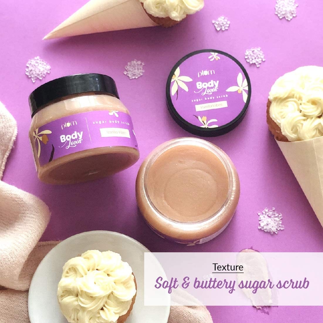 Plum BodyLovin' Vanilla Vibes Sugar Body Scrub | The Ideal Winter Body Scrub | Brazil Nut Oil | Skin Brightening | Deep Moisturization | 100% Vegan - Image 4
