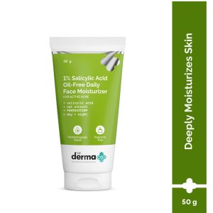 The Derma Co 1% Salicylic Acid Oil-Free Moisturizer For Face with Oat Extract | Fights Active Acne | Deeply Moisturizes | 50 g