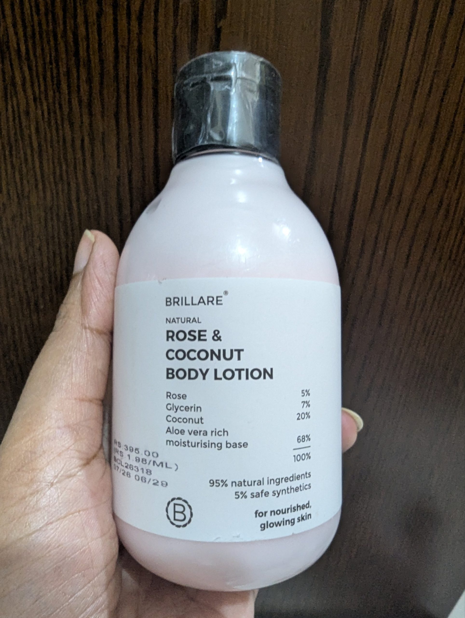 Brillare Natural Rose & Coconut Body Lotion 200ml - Image 2