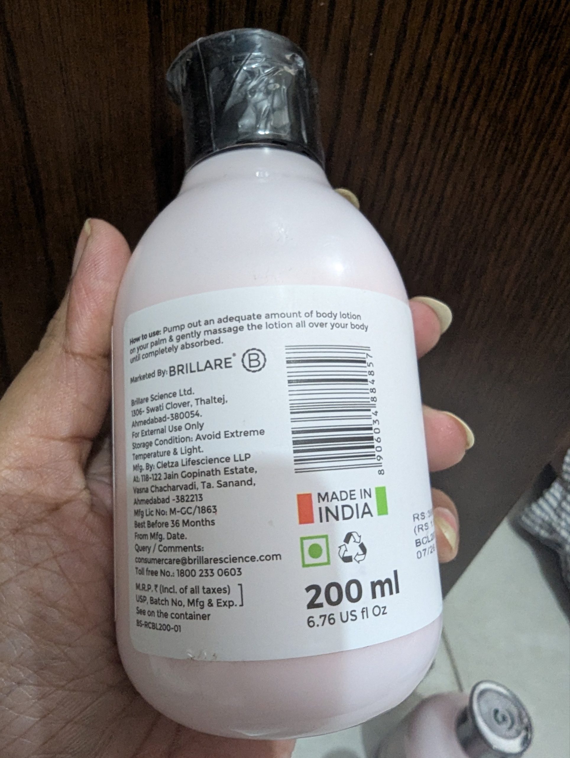 Brillare Natural Rose & Coconut Body Lotion 200ml - Image 4