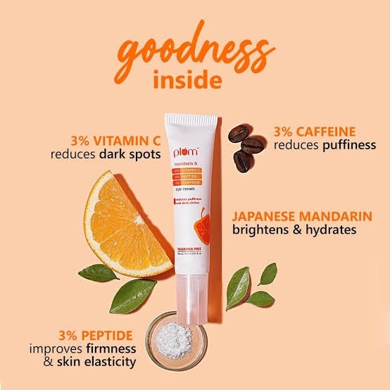 Plum 3% Vitamin C 3% Peptide & 3% Caffeine Eye Cream | Reduces Puffiness & Dark Circles | - Image 2