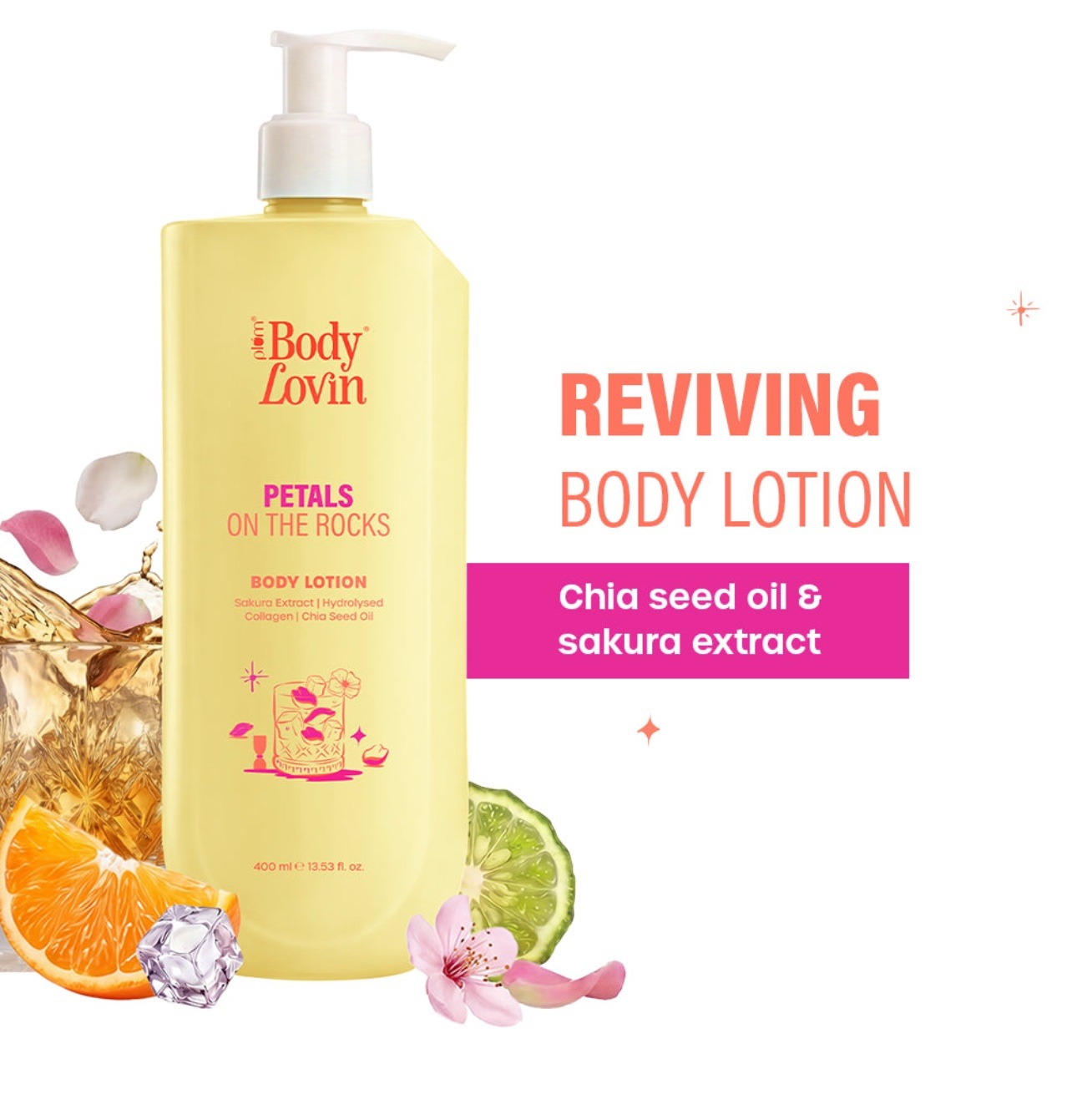 Plum Petals On The Rocks Body Lotion | Sakura Extract, Collagen & Chia Seed Oil | | 400 ml