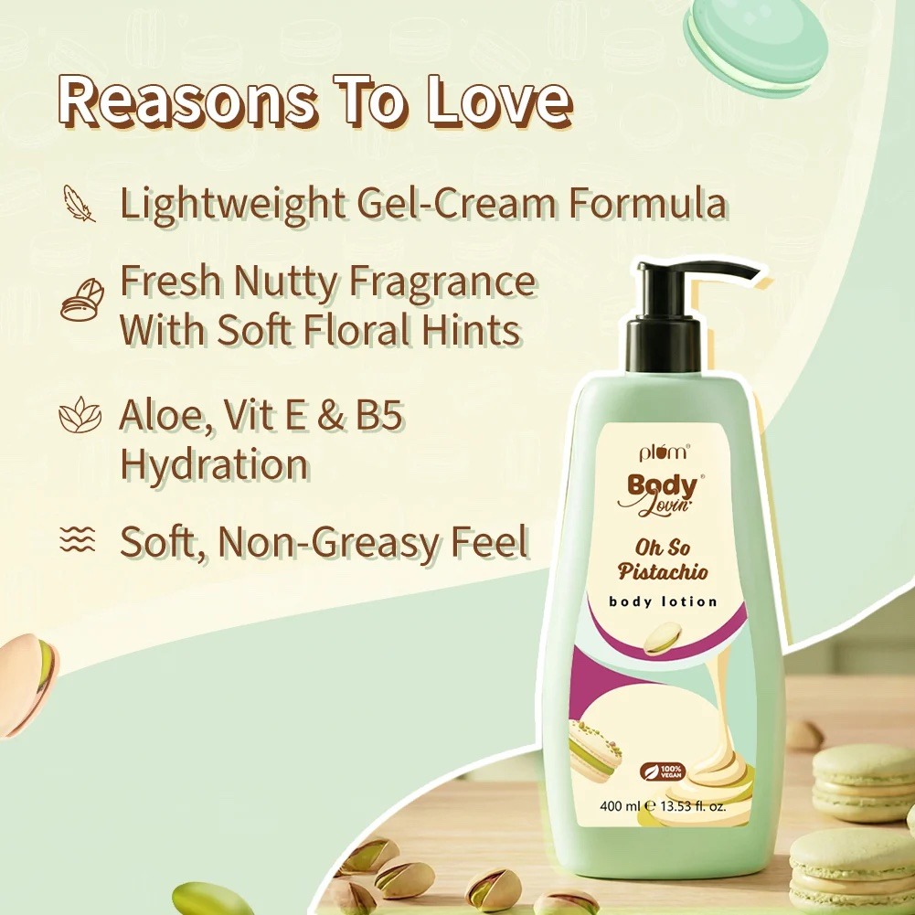 Plum BodyLovin’ Pistachio Body Lotion | Fresh Nutty Pistachio & Hazelnut Notes | | 400 ml - Image 3